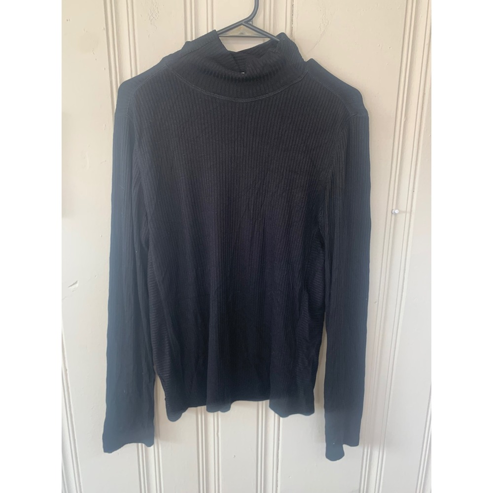 Madewell Womens XL Black Ribbed Knit Long Sleeve Mock Neck Turtleneck‎ Top